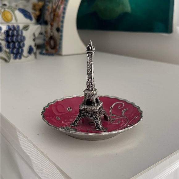 Paris Eiffel Tower Pink Enamel on Metal Dish Ring Holder Collectible - Picture 4 of 6